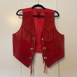Rock Creek Suede Fringe Western Vest | Red